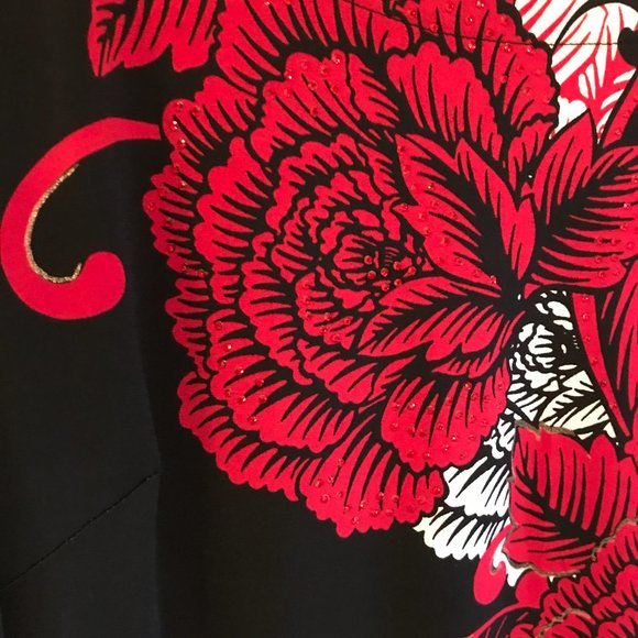 J M Collection ladies top size medium red and black - Picture 3 of 7